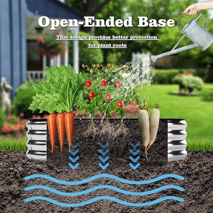 Galvanized Metal Planter Round Raised Garden Bed Kit for Gardening Outdoor,2x2x1ft Grow Garden Box Raised Flower Bed,Round Galvanized Planter Outdoor Metal Fire Pit Ring