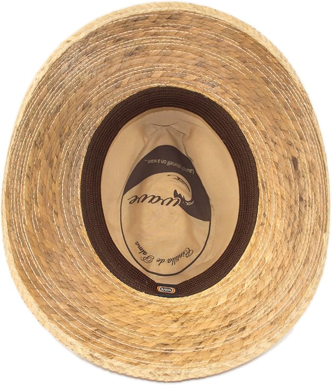 Palm Leaf Straw Trilby Wide Brim Fedora Golf Sun Hat for Men or Women, UV UPF Protection Natural
