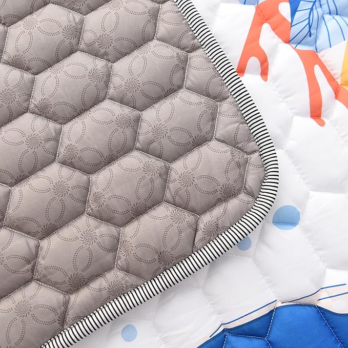 Baby Play Mat 50x50 Inch, Thickened Soft Floor Mat for Playpen, Machine Washable Foam Crawling Mat with Non-Slip Bottom for Babies and Toddlers, Foldable Padded Playmat