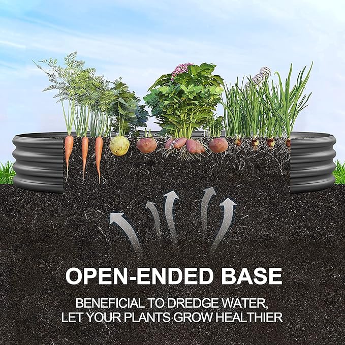 Land Guard 8×4×1 ft Galvanized Raised Garden Bed Kit,Raised Garden Boxes Outdoor, Oval Metal Raised Garden Beds for Vegetables(Grey)………
