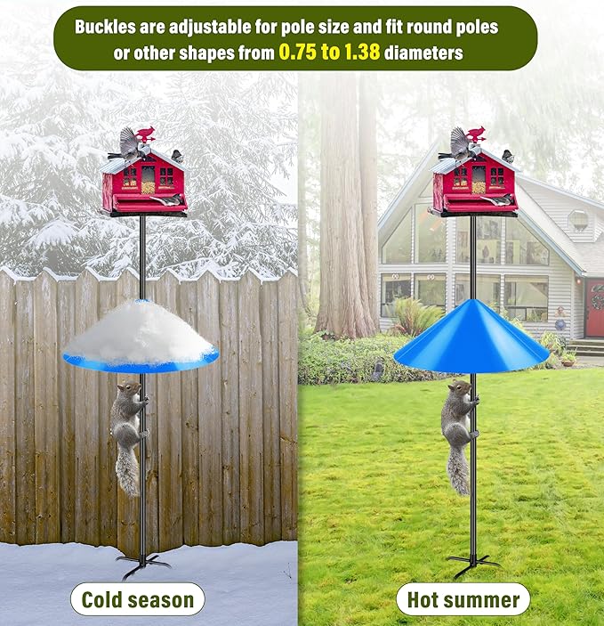 Squirrel Baffle for Bird Feeder Pole, 19 Inch Baffles Guard for Outdoor, Squirrel Proof Bird Feeders Baffle, Shepherd's Hook for Outside (Blue)