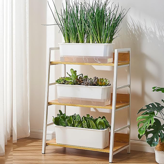 FAMZ Self Watering Pots 3 Pack,Transparent Rectangular Planting Pots, Self Watering Pots for Indoor Plants, Suitable for Growing African Violets, Fruits, Vegetables, Flowers, Plant Pots,Herb Planter