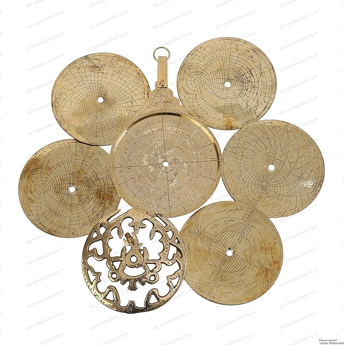 10.5" Hanging Brass Arabic Astrolabe Globe – Maritime Navigational & Astrological Calendar Replica | Handcrafted Brass Nautical Decor & Historical Collectible
