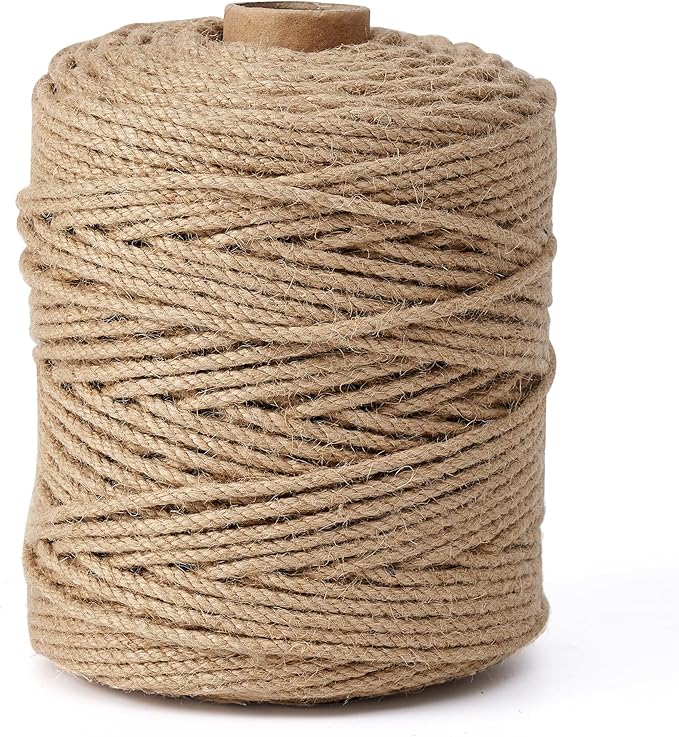 Natural Jute Twine,656 Feet 4mm Hemp Twine Rope for Gift Wrapping Craft Plant Garden Christmas Handmade Arts Decoration Packing String Home Decor