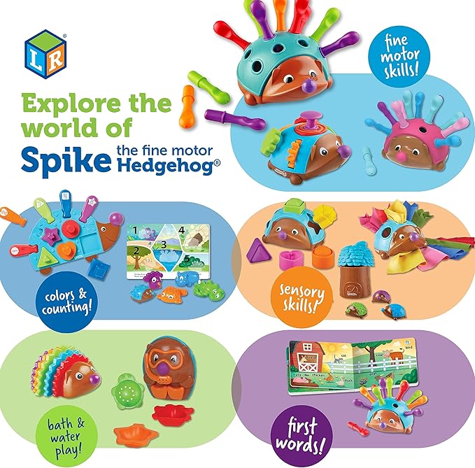 Learning Resources Spike the Fine Motor Hedgehog Fidget Friend -Ages 18+ months Fine Motor and Sensory Play Toy,Educational Toys for Toddlers, Toddler Montessori Toys