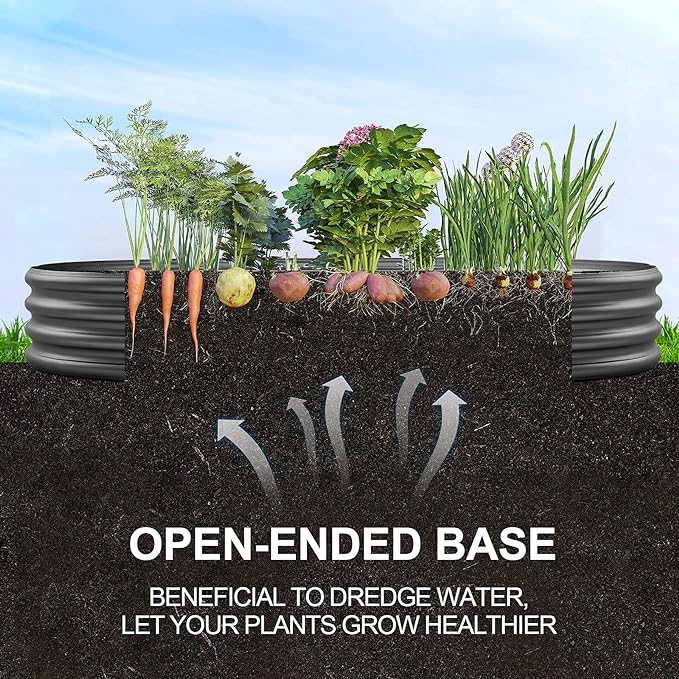 Land Guard 6×3×1 ft Galvanized Raised Garden Bed Kit, Raised Garden Boxes Outdoor, Oval Metal Raised Garden Beds for Vegetables, Flowers, Herbs(Grey)……