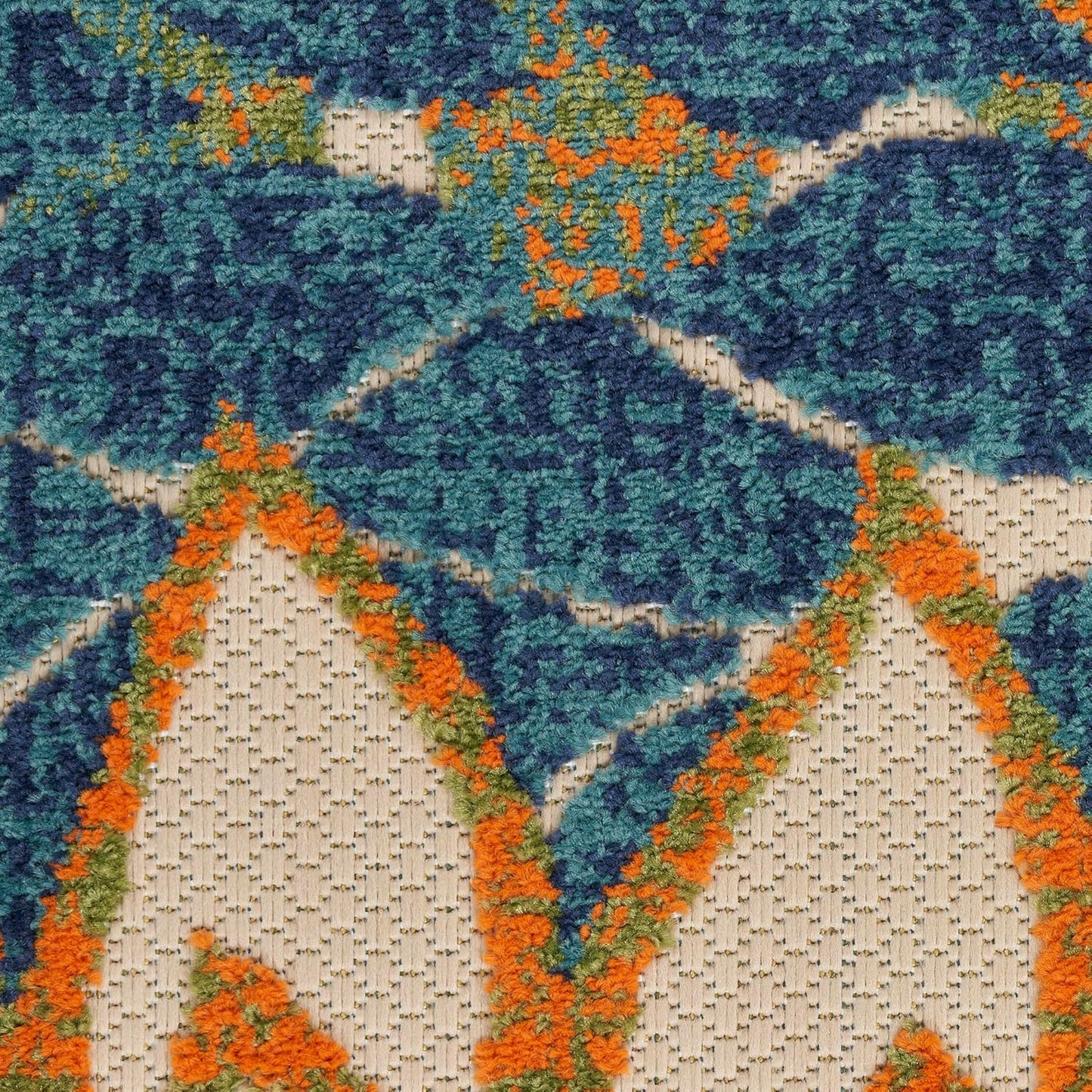 Nourison Home Aloha Indoor/Outdoor Blue Green 2'3" x 8' Area Rug, Easy Cleaning, Non Shedding, Bed Room, Living Room, Dining Room, Backyard, Deck, Patio (2x8)