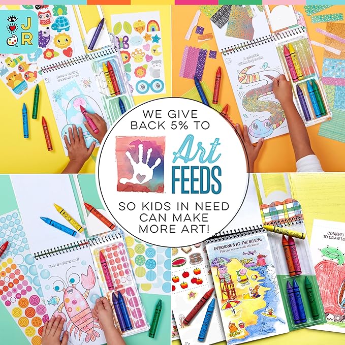 Bright Stripes Art on The Go Travel Kit for Kids Ages 3+| Collage Fun Jungle Theme| Mess-Free Activity Set with Crayons, Stickers & Coloring Book| Creative On-The-Go Fun for Toddlers & Preschoolers