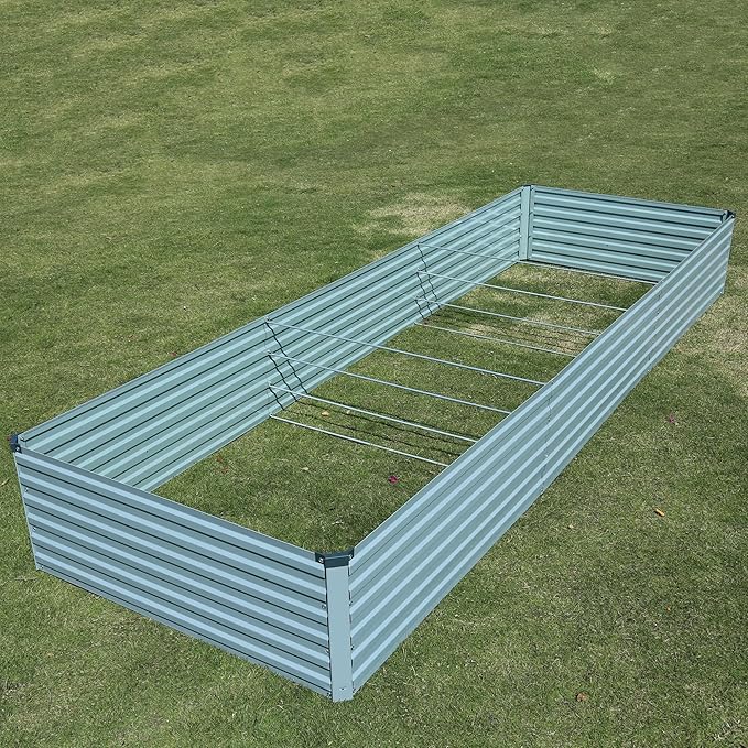 12x4x1.5ft Galvanized Raised Garden Bed,Outdoor Planter Box Metal Patio Kit Planting Bed for Vegetables Flowers Herb,Grey