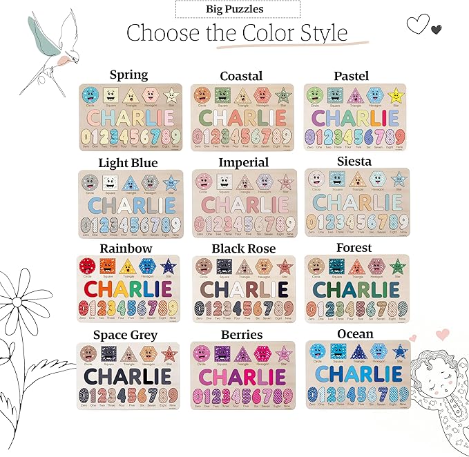 Gift for 1 Year Old Girl Boy, Kid Gift, Personalized Puzzles for Toddlers 1-3, Alphabet Puzzle Wooden Puzzles for Toddlers 1 2 3 4 Year Old, Preschoool Learning Jigsaw Puzzle, Educational Wooden Toys