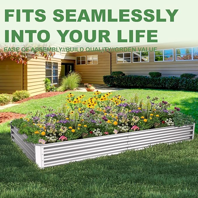 8x4x1ft(2 Pack) Galvanized Raised Garden Bed for Gardening,Metal Planter Boxes Outdoor Patio Kit Planting Bed for Vegetables Flowers Herb,Silver