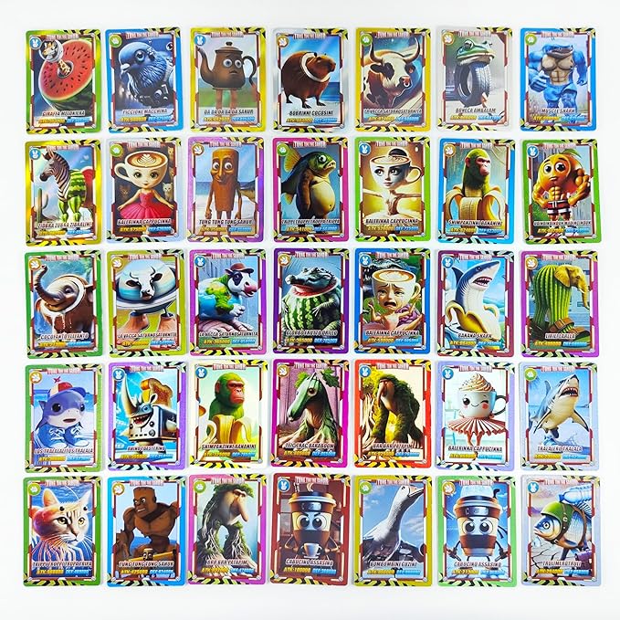 180PCS Italian Brainrot Cards, 2025 Official Boxed (36 Packs ; 180 PCS), The Second - Generation Thickened Cards, Including The Latest Brainrot Characters.Gold Card Flash Card Collection