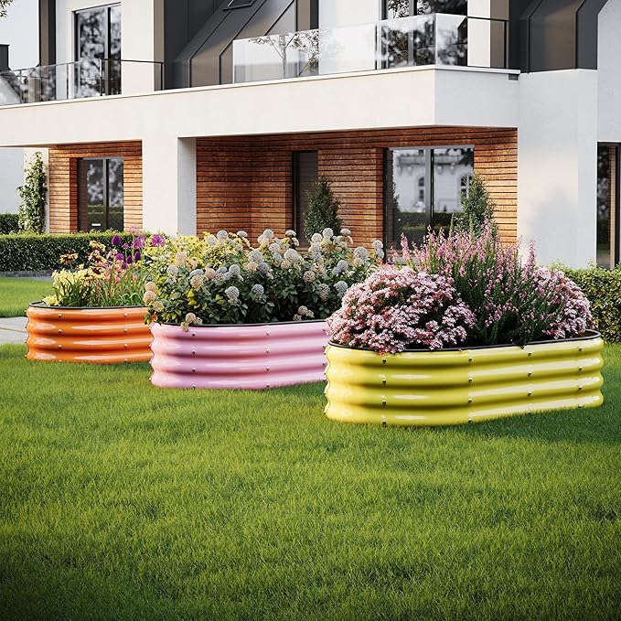 Galvanized Metal Planter Raised Garden Bed Kit for Gardening Outdoor,4x2x1ft Planter Grow Garden Box Raised Flower Bed