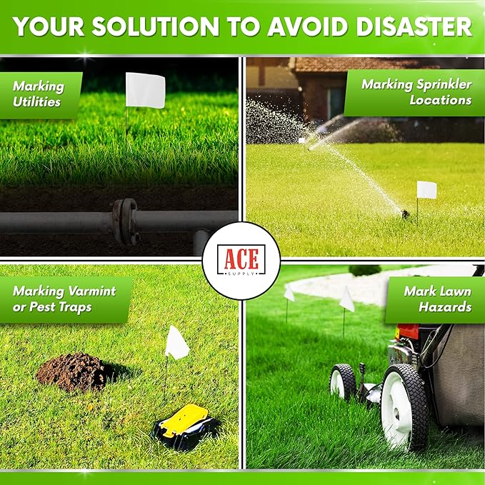 White Flags for Marking Yard - 4x5x15 Inch Invisible Fence Flags for Dogs - 100 Pack - Dog Invisible Fence Training Marker & Boundary Training