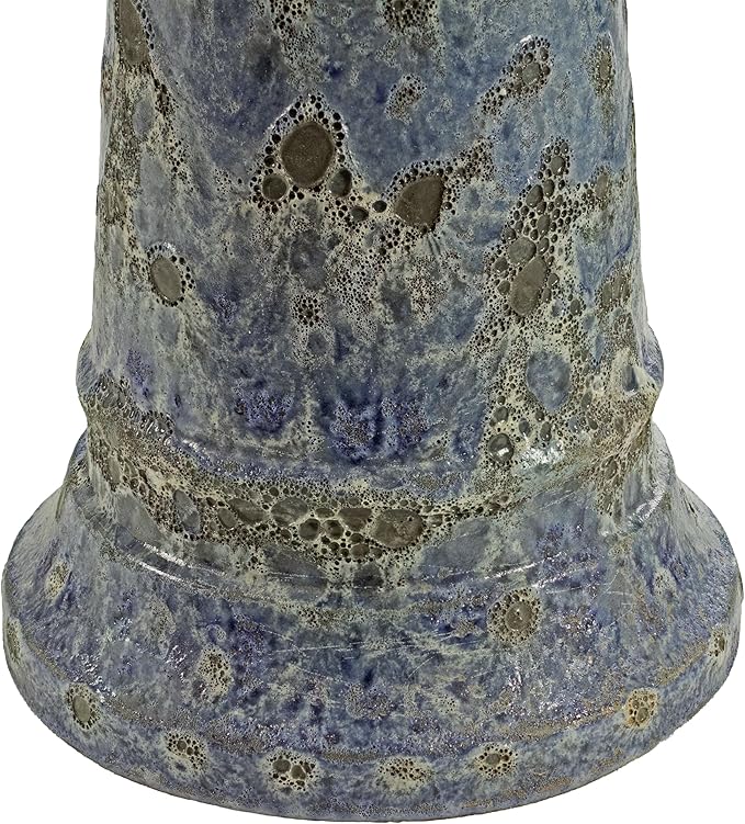 Sunnydaze Rennes Outdoor Ceramic Bird Bath - 22.5" H - UV- and Frost-Resistant - Glazed Bowl with Blue Lava Finish