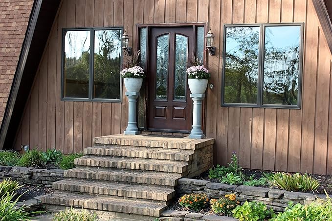 EMSCO Group Greek Column Statue – Natural Granite Appearance – Made of Resin – Lightweight – 28” Height