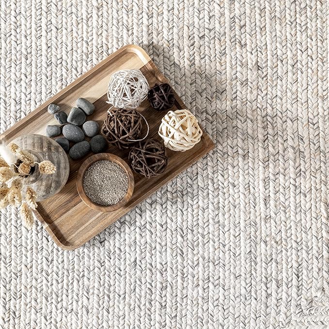 nuLOOM Oval 3' x 5' Solid Hand Braided Indoor/Outdoor Area Rug, Pet-Friendly, High Traffic, Weather Resistant, for Patio, Balcony, Bedroom, Living, Dining Room, Wynn Ivory