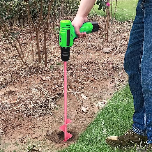 SYITCUN Auger Drill Bit for Planting - 1.6"X16.5" Heavy-Duty Garden Auger Spiral Drill Bit - Bulb Planter Tool & Auger Post Hole Digger - 3/8" Hex Drive Drill