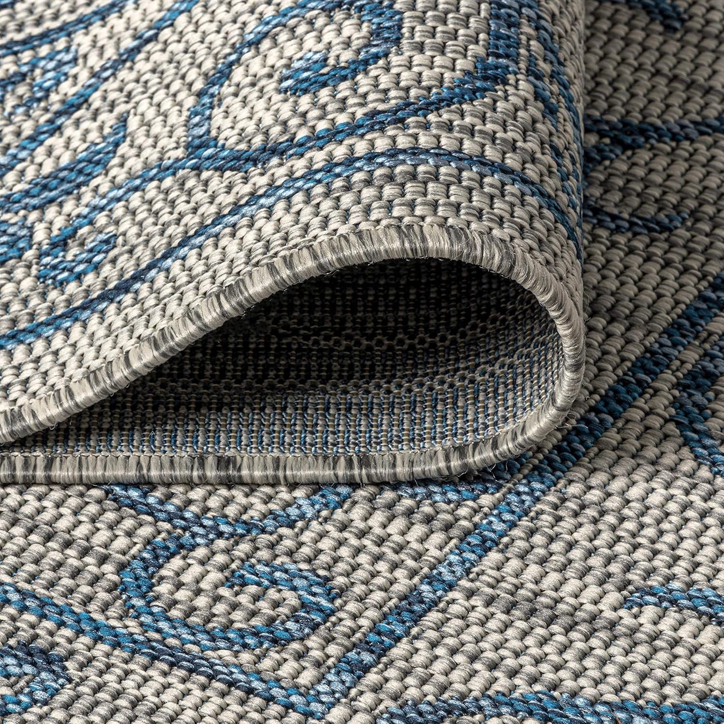 JONATHAN Y SMB106C-5TGN Charleston Vintage Filigree Textured Weave Gray/Navy 5' Octagon Indoor/Outdoor Area Rug, Non-Shedding, Stain Resistant,Fade Resistant, Easy-Cleaning for Backyard Patio, Porch