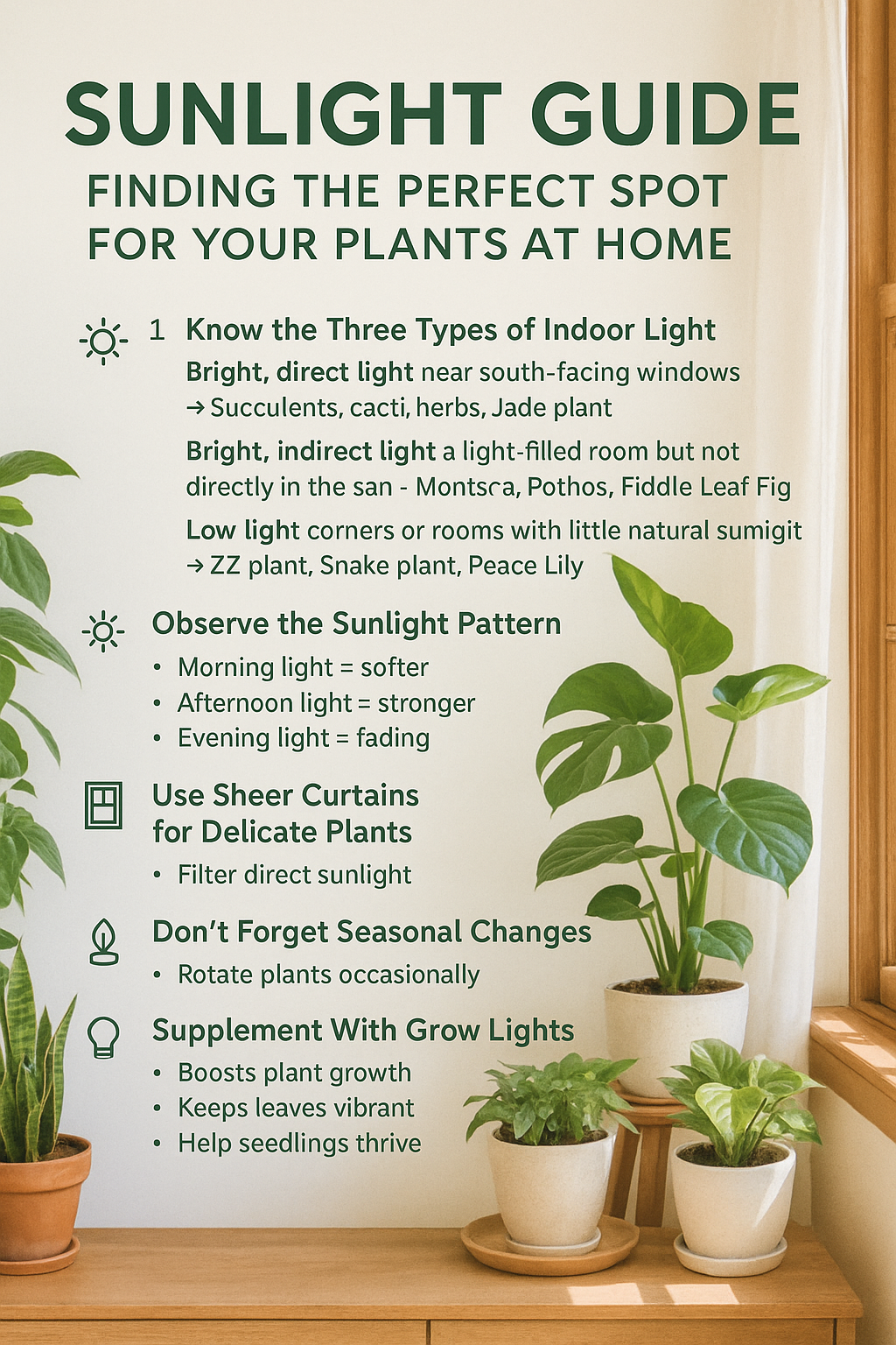 “Sunlight Guide: Finding the Perfect Spot for Your Plants at Home”