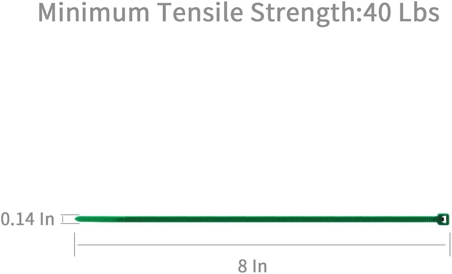 XINGO Cable Zip Ties (500 Pack), 40 Lbs Tensile Strength-Heavy Duty, Self-Locking Nylon Plastic Wire Ties in Assorted Sizes and Colors for indoor and outdoor (8 inch, Dark Green)