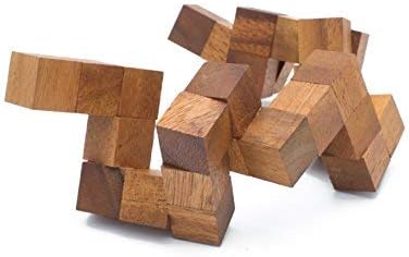 Snake Cube Puzzle: Wooden 3D Brainteaser Puzzle for Adults STEM Skill Builder Interlocking Game. Educational Problem-Solving Game for Adults Wood Handmade Desk Accent for Office