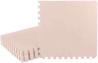 Foam Floor Tiles - 48sqft Soft Nontoxic Baby Play Mat - Interlocking Puzzle Mat for Baby, Kids Playroom, or Home Gym Flooring by Stalwart (Light Pink)