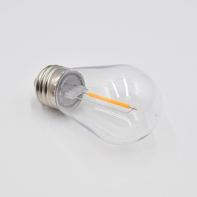 Hometown Evolution, Inc. E26 Outdoor Commercial String Lights with Suspended Socket for Weatherproof Heavy Duty Vintage Outside Lighting (S14 LED Plastic, 50 Foot 25 Socket)