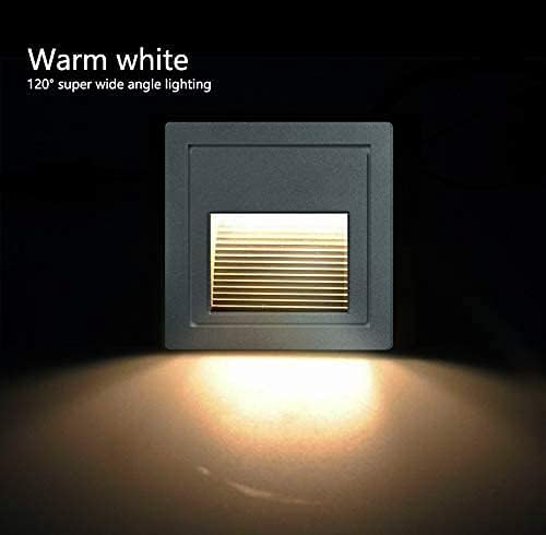 4Pack 3W LED Recessed Light120V Step Lights Warm White 3000K IP65 Waterproof Recessed Wall Light Staircase Light lamp, Inside Outside Garden Balcony Corridor, Aluminum,Grey