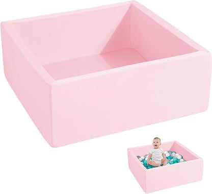 Foam Ball Pit for Toddlers Kids Square Soft Ball Pool Ideal Gift Play Toy for Children Kiddie Pools - Light Pink