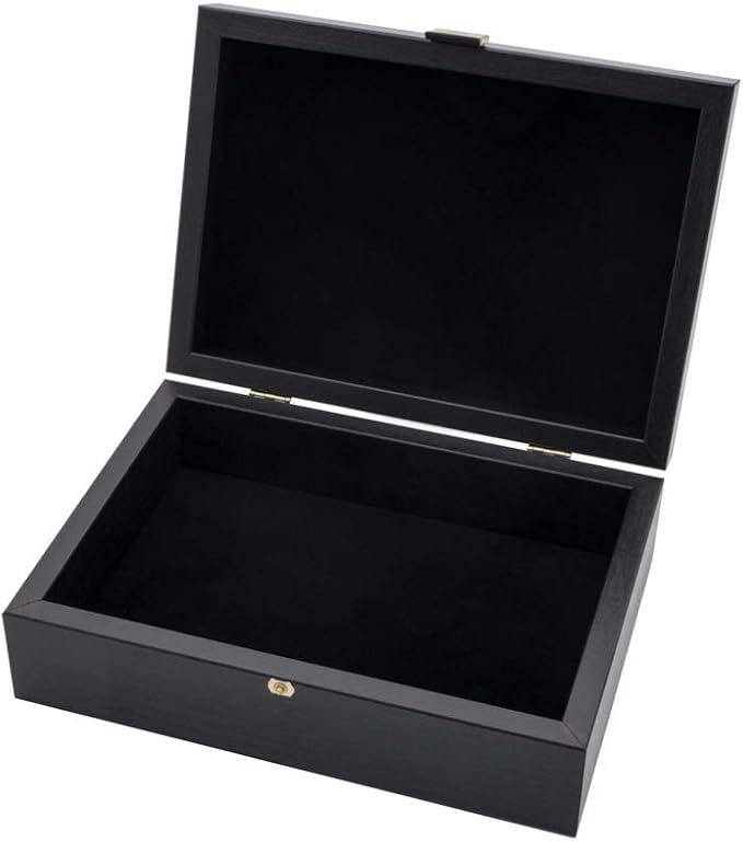 Handmade Wooden Storage Chess Box BLACK / Case for Standard Size Chess Pieces (32 pcs - up to 3,75" inch pieces - Chessmen Not Included)