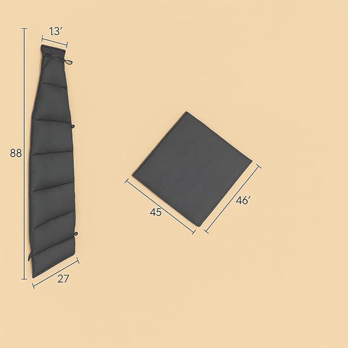 Weatherproof Replacement Cushion Pad and Umbrella for Hanging Lounge Chair Outdoor Chaise Hanging Hammock Chair - Long-Lasting, Fade-Resistant, Quick-Dry, Outdoor Lounge Replacement Set (Gray)