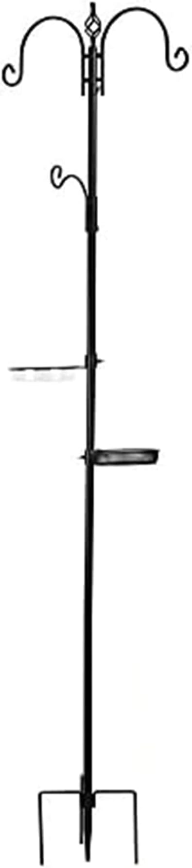 Ashman Deluxe Bird Feeding Station (1 Pack) Bird Feeders for Outside - Multi Feeder Pole Stand Kit with 4 Hangers, Bird Bath and 3 Prong Base for Attracting Wild Birds - 22 Inch Wide x 92 Inch Tall.