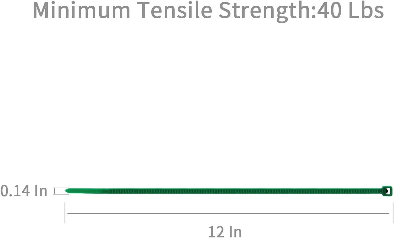 XINGO Nylon Cable Zip Ties Self Locking Plastic Wire Ties with 40 Lbs Tensile Strength for Indoor and Outdoor 12 Inch 500 Pack Green