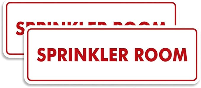 Signs ByLITA Standard Sprinkler Room Sign (White/Red) - Medium 2 Pack