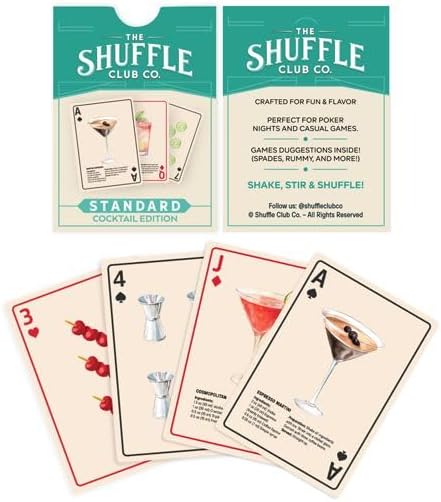 Cocktail Playing Cards – Vintage Mixology Deck with Custom Artwork – Poker & Blackjack Game Set for Bartenders & Collectors