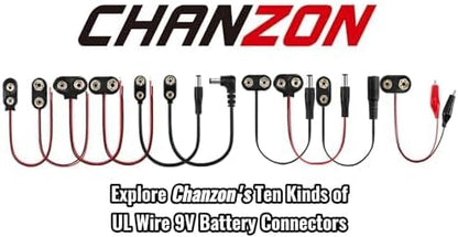 CHANZON UL Wires 9v Battery Power Supply Clip with 2.1mm x 5.5mm Right Angle Male DC Connector Plug Adapter I-Type Plastic Holder 5pcs kit for Arduino LED Strip