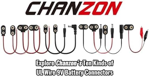 CHANZON UL Wires 9v Female Connector Battery Clip 2.1mm x 5.5mm Converter 9 Volt Power Eliminator Adapter Supply Plastic I Type 5 Pack Connection