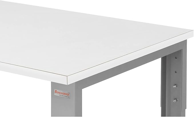 Table & Workbench: 1" Thick Laminate Top, Height Adjustable Bench - 24" D x 48" L x 30" - 36" H - by BenchPro