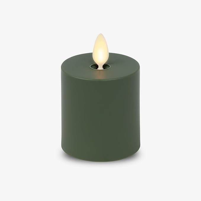 Luminara Outdoor Votive Flameless LED Candle, Baked Clay 2" x 3.2", Moving Flame Battery Operated Timer Remote Ready IPX4 Matte Plastic Finish