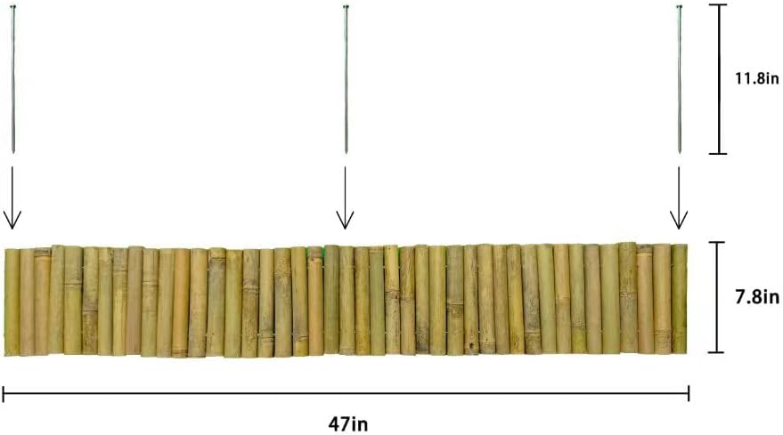 Bamboo 2 Pack Short Fence Outdoor Landscape Edging Flexible Decorative Border 7.8'' H x 47'' L