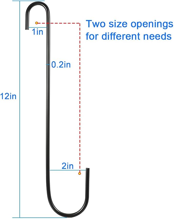 Vindar 3 Pack 12 Inches Bird Feeder Hook Extra Large S Hooks Heavy Duty Hooks Hangers for Tree Branch, Bird Feeder, Hummingbirds Feeders, Bird House, Office, Wind Chimes, Lanterns, Gardening Tools