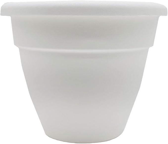 The HC Companies 16 Inch Caribbean Planter - Lightweight Indoor Outdoor Plastic Plant Pot for Herbs and Flowers, White