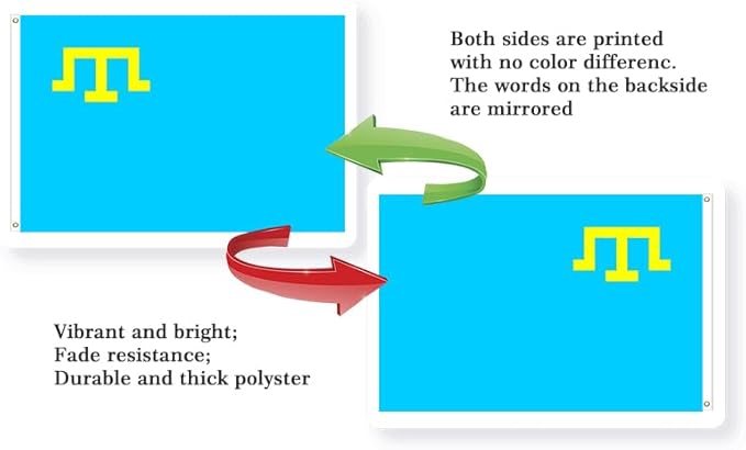 Crimea Tatar Flag 2x3FT Crimean Tatars Polyester Banner With 2 Grommets Fade Resistant Vivid Color For Patriotic Festival Events Party Decoration (Crimean Tatars, 2x3FT)