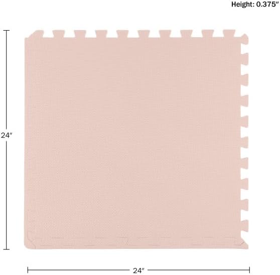 Foam Floor Tiles - 24sqft Soft Nontoxic Baby Play Mat - Interlocking Puzzle Mat for Baby, Kids Playroom, or Home Gym Flooring by Stalwart (Light Pink)