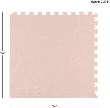 Foam Floor Tiles - 24sqft Soft Nontoxic Baby Play Mat - Interlocking Puzzle Mat for Baby, Kids Playroom, or Home Gym Flooring by Stalwart (Light Pink)