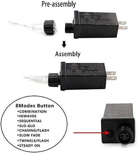 OZS Extra Long 115Ft 300LED RGB Color Changing String Lights Indoor/Outdoor, Waterproof 8 Modes Christmas Tree Lights, Green Wire for Party Wedding Garden Christmas Decorations