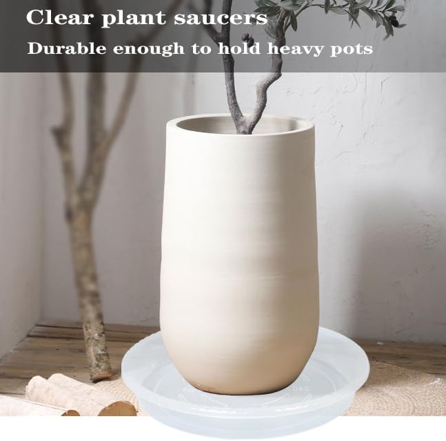 Plant Saucer 6 Pack of 10 inch, Clear Plastic Flower Plant Pot Saucer, Heavy Duty Plant Drip Trays Saucers for Indoor, Plant Water Tray for Planters