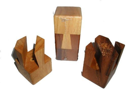 Impossible Joint Wood Brain Teaser Puzzle - Dovetail Joints on 4 Sides, can You Separate?