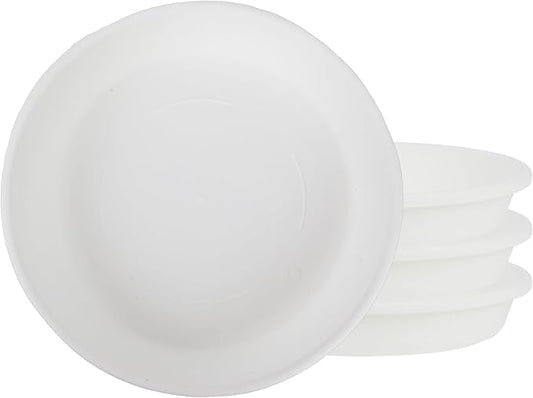 The HC Companies Flower Pot Saucers - Plastic Plant Saucer for Outdoors & Indoors - Traditional Design Plant Pot Trays for Water Drainage - Durable & Stylish Round Plant Tray (8-inch White)